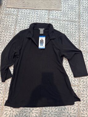 Matty M Black Collared Tunic Top